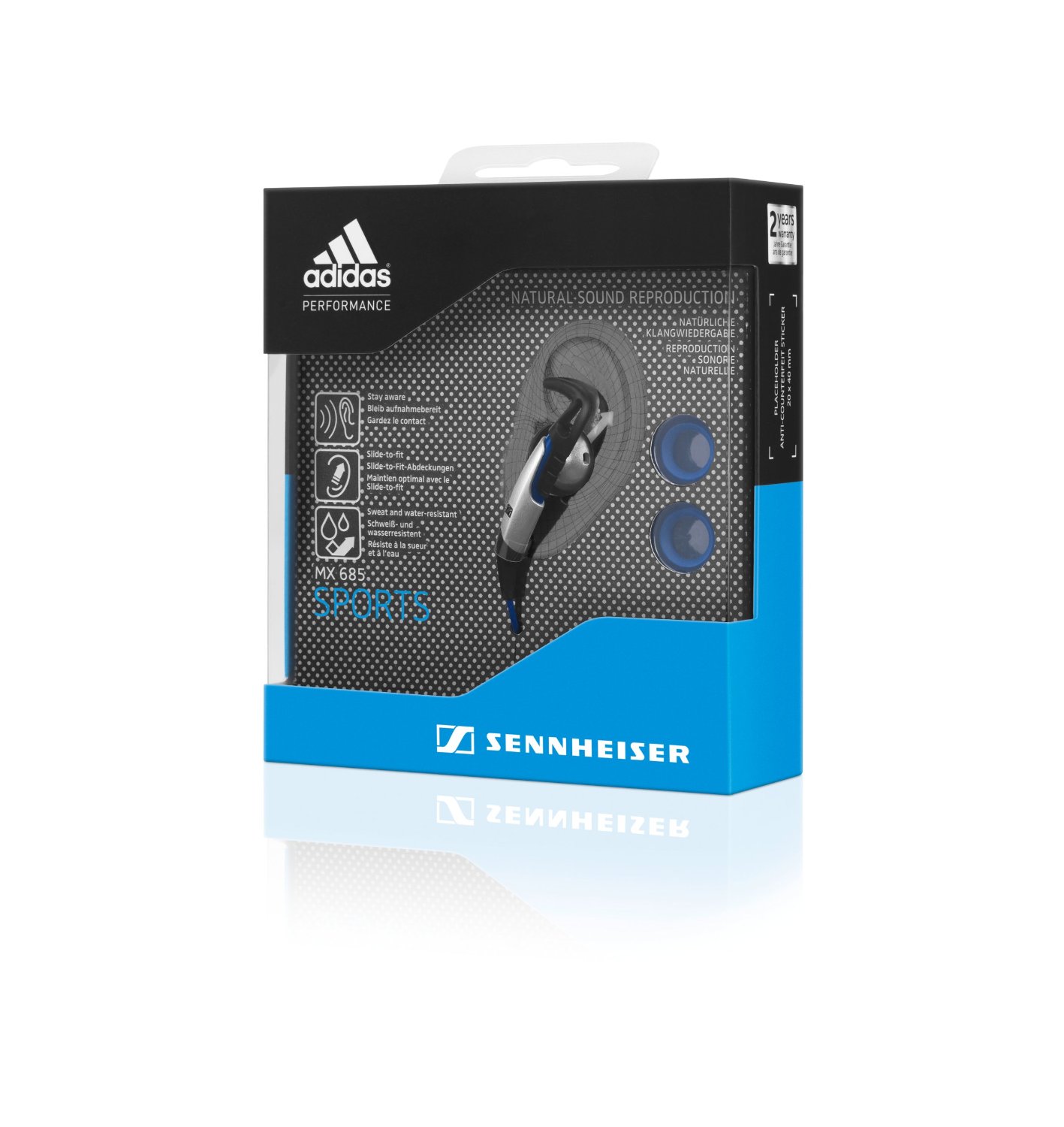 MX685 Adidas Sports In-Ear Headphones - Black - Click Image to Close