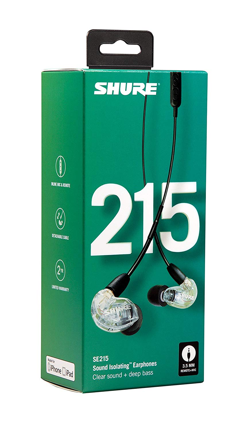 Écouteurs à isolation sonore Shure SE215-CL-UNI avec Inline di